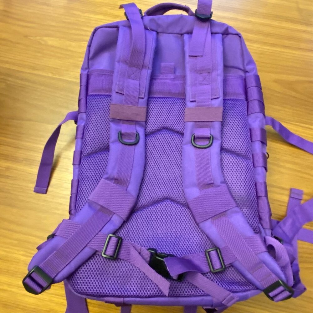 45L Tactical Backpack Purple Molle Straps With Compartments Heavy-Duty - Picture 5 of 8